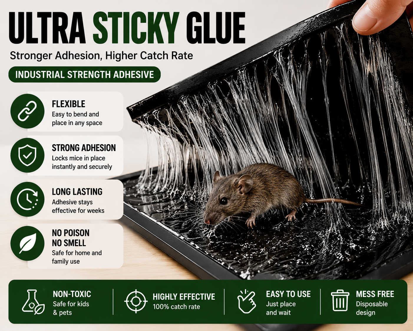 60CM Extra Large Mouse Trap Mat – Super Sticky Glue Board | Non-Toxic Rat & Mouse Catcher for Home, Kitchen & Garage