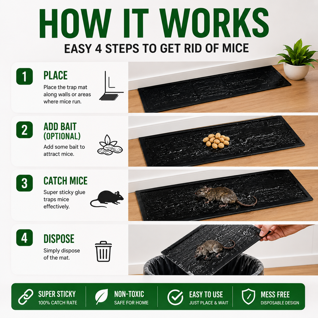 60CM Extra Large Mouse Trap Mat – Super Sticky Glue Board | Non-Toxic Rat & Mouse Catcher for Home, Kitchen & Garage
